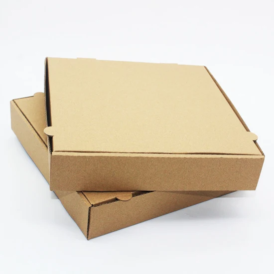 Scatola per imballaggio per pizza alimentare ondulata in carta kraft colorata di alta qualità stampata personalizzata all'ingrosso in Cina in tutte le dimensioni con logo